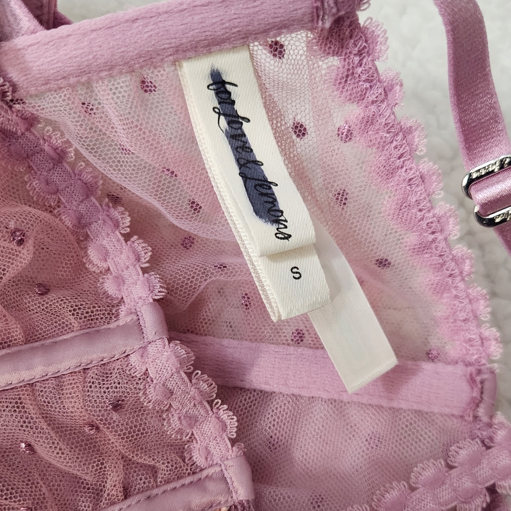 New!For Love And Lemons Daphne Embroidered‎ Bustier Pale Pink - Picture 13 of 14